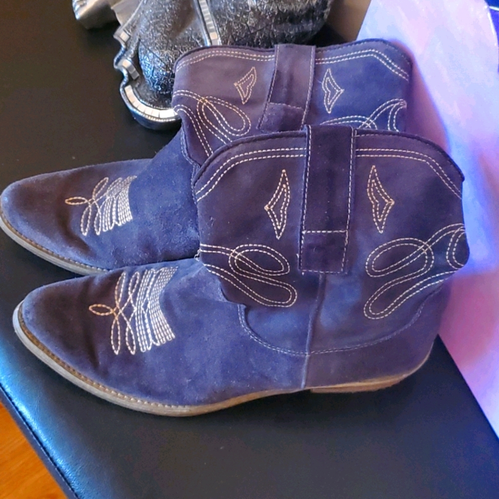 Blue Suede Cowboy Boots